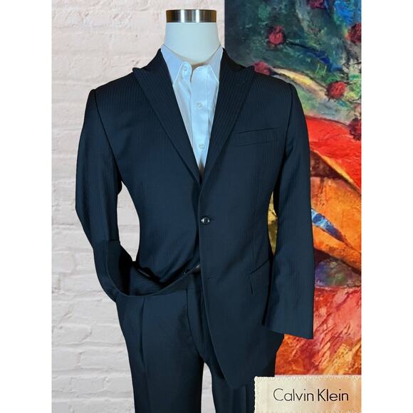 Calvin Klein Other - Calvin Klein 40R Peak Lapel Black Formal Textured Blazer Suit Jacket